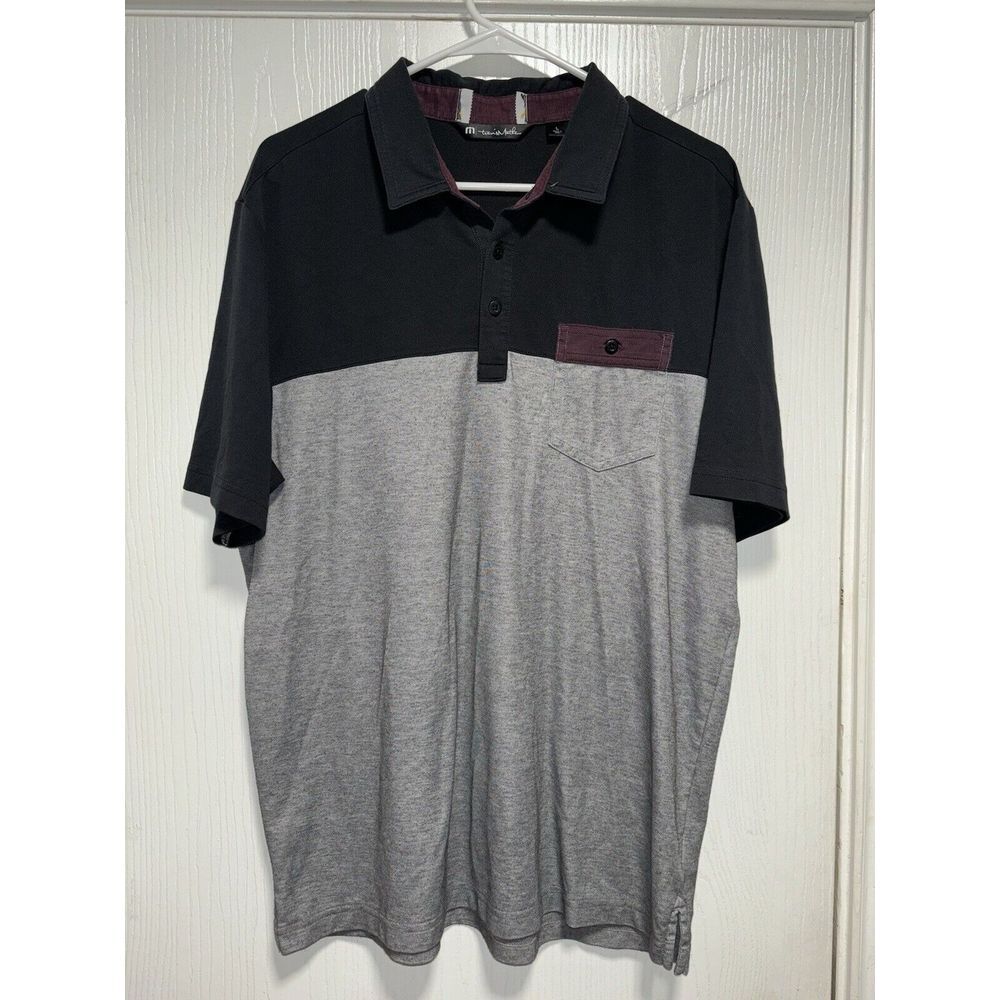 Travis Mathew Pima Cotton Color-Block Polo Shirt Size L Preppy Collar Golf